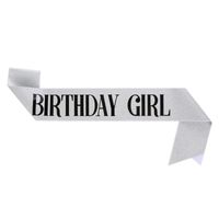 Banda cumpleaños escarchada plateada Birthday Girl