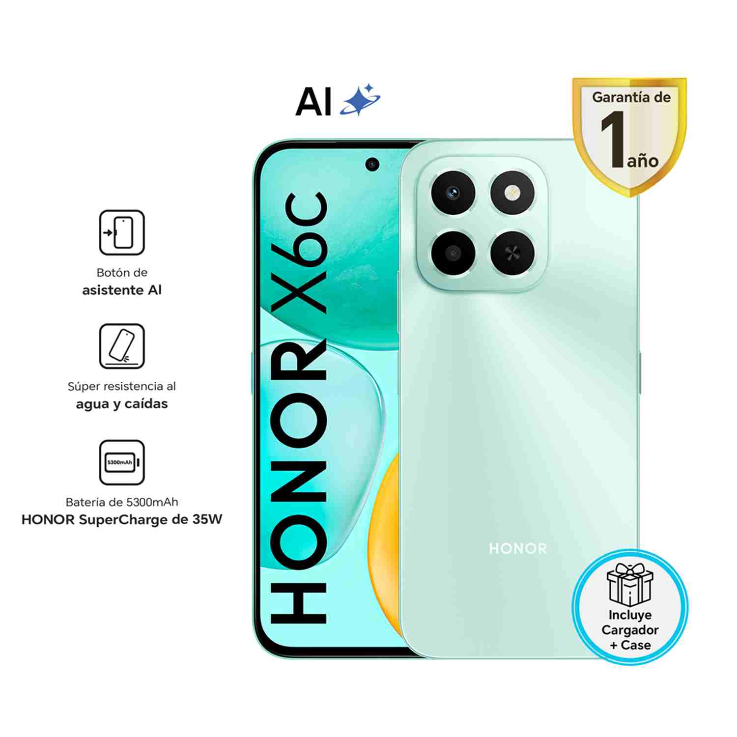 Celular Honor X6C 256GB Cian Océano 6GB