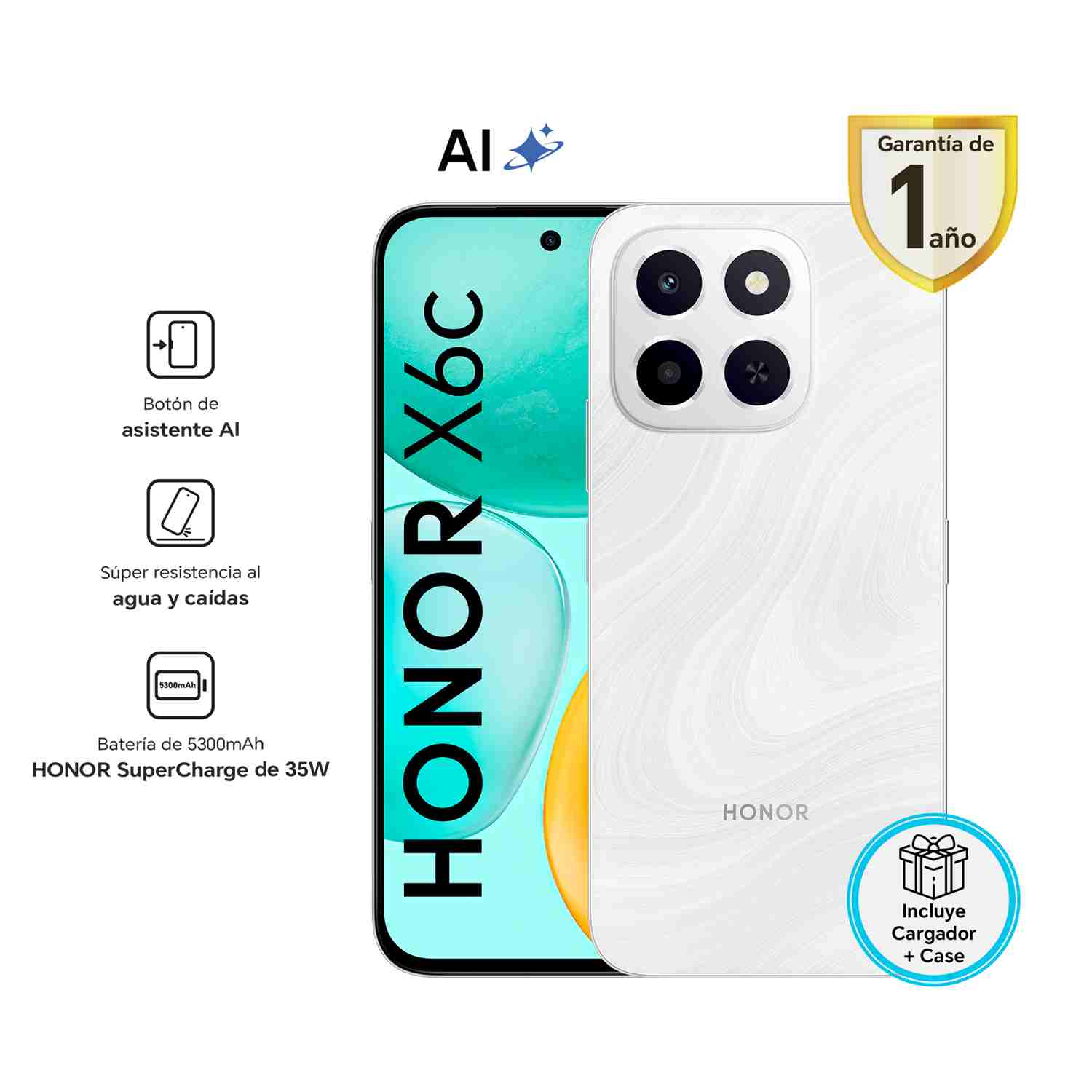Celular Honor X6C 256GB Blanco Lunar