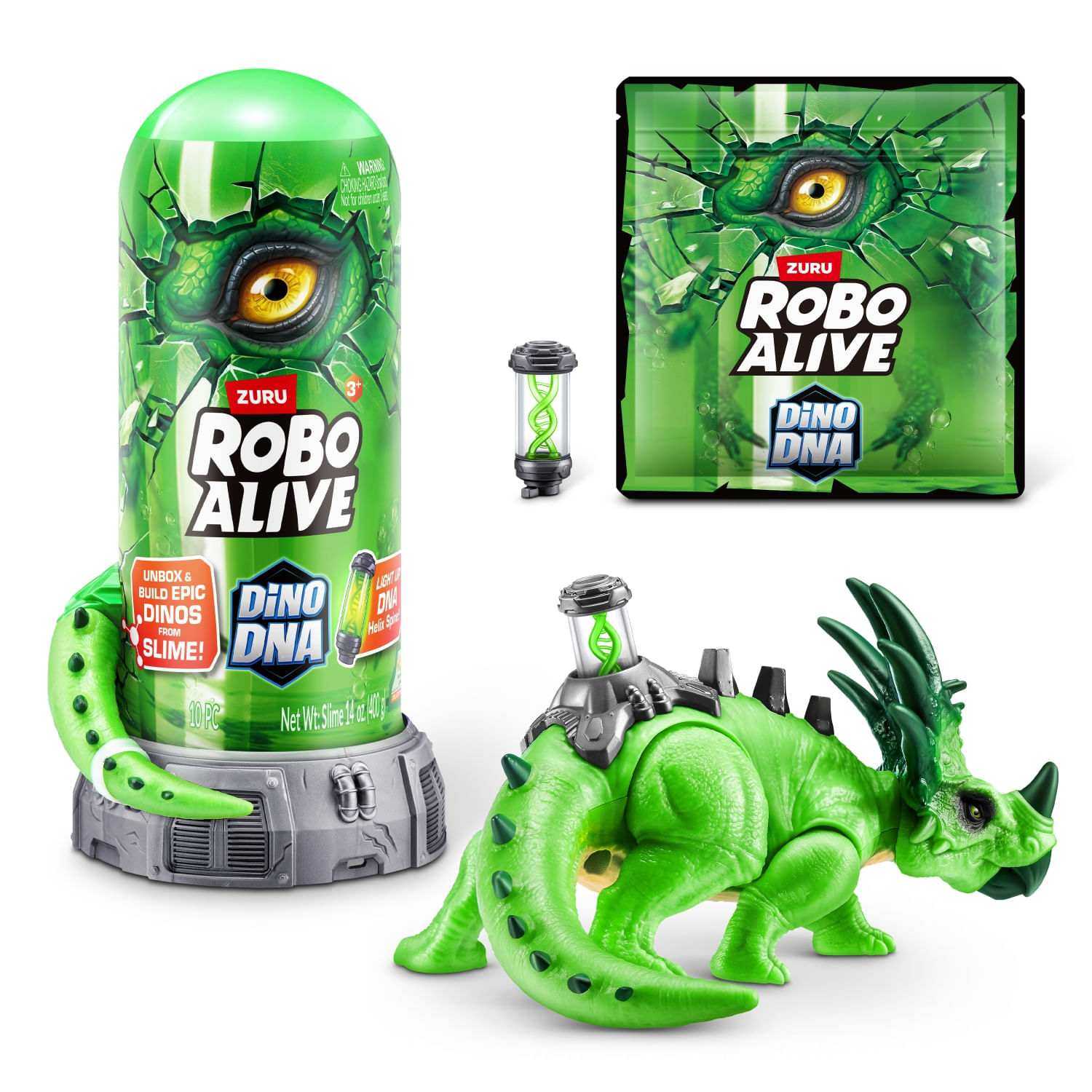 Set De Juego Dino Adn Robo Alive Styracosaurus Verde