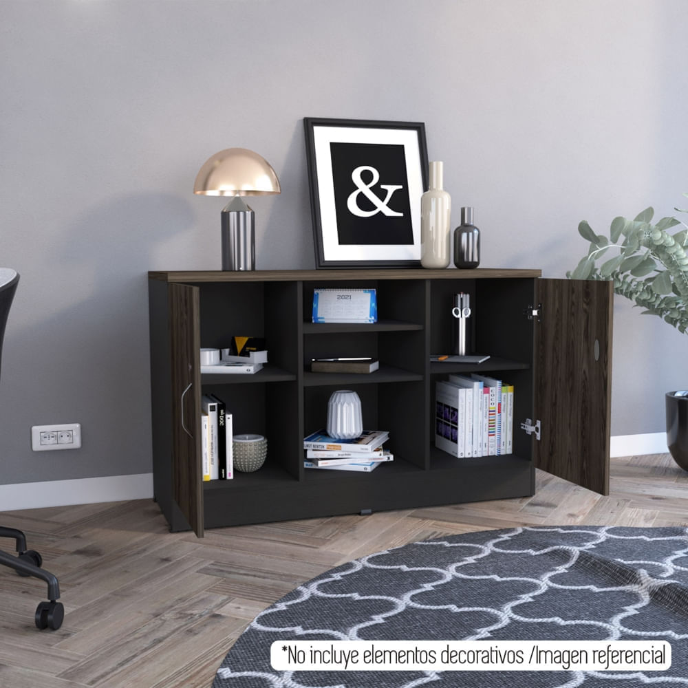 Archivador 2 Puertas Home Office Coñac - Negro