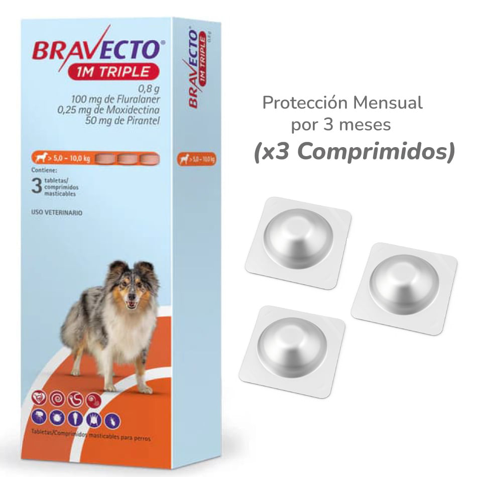 Bravecto Caja 1M Triple para perros de 5–10 kg