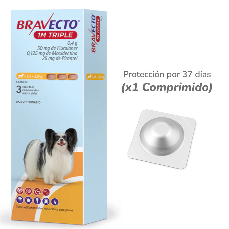 Bravecto 1m Triple X1 Comprimido (2,5–5 Kg)