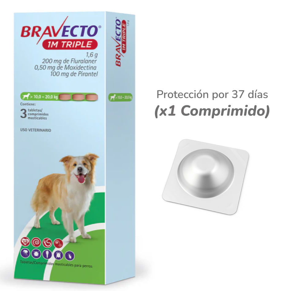 Bravecto 1m Triple X1 Comprimido (10-20kg)