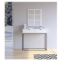 Consola Industrial Scott color Blanco/Negro 2 cajones base Metalica TU MESITA