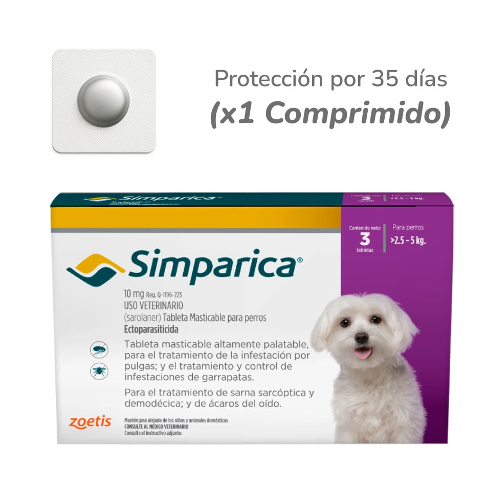 Simparica Comprimido Para Perros De 2,5–5 Kg