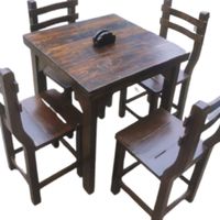 Comedor de terraza Juego de comedor con 4 sillasen madera marron