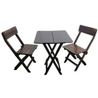 Comedor plegable Juego  mesa y 2 sillas  en madera marron