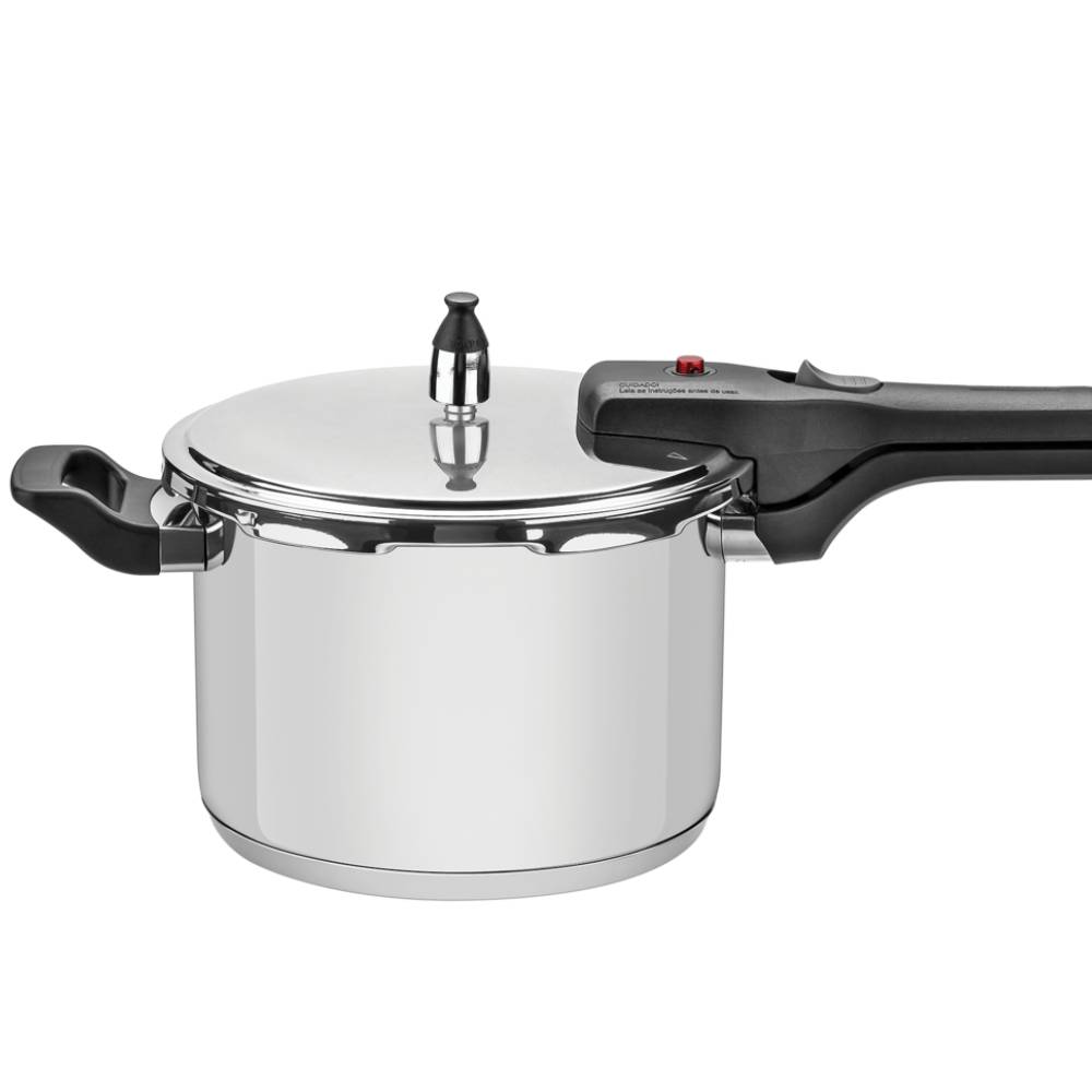 Olla a Presión Tramontina Brava en Acero Inoxidable con Fondo Triple 22 cm 6 L - MEGA IMPORT