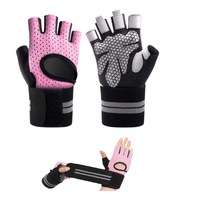 Guante Deportivo Talla M Con Muñequera Poder Transpirable Pesas Rosa