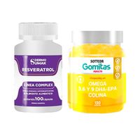 Resveratrol Complex 100 Cap Dermo Sumak + Gomitas de Omega 3