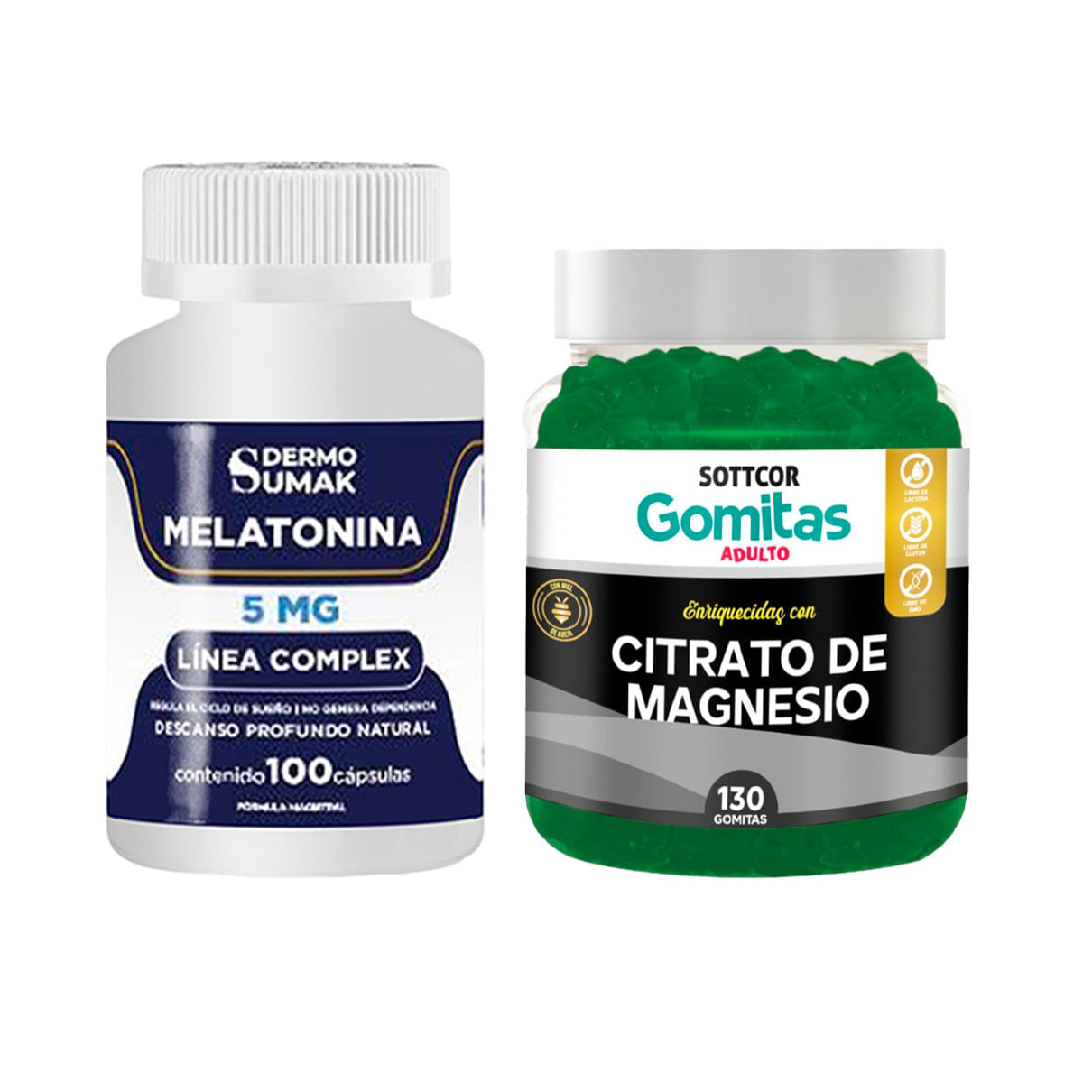 Melatonina Complex 5mg 100 Cap Dermo Sumak + Gomitas Magnesio