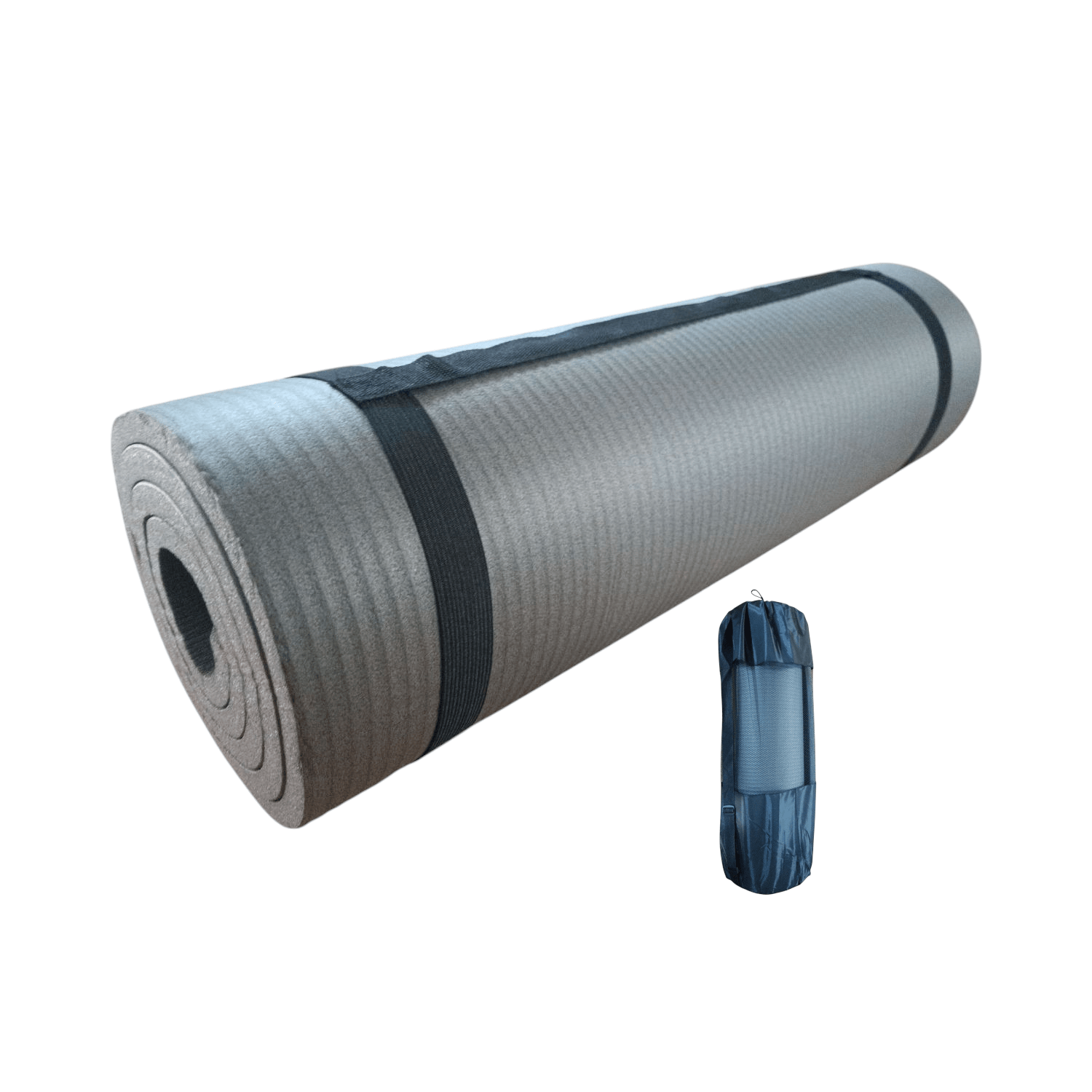 Colchoneta Yoga Mat Gruesa 15 mm Premiun con Bolso y Sujetador Color Plomo