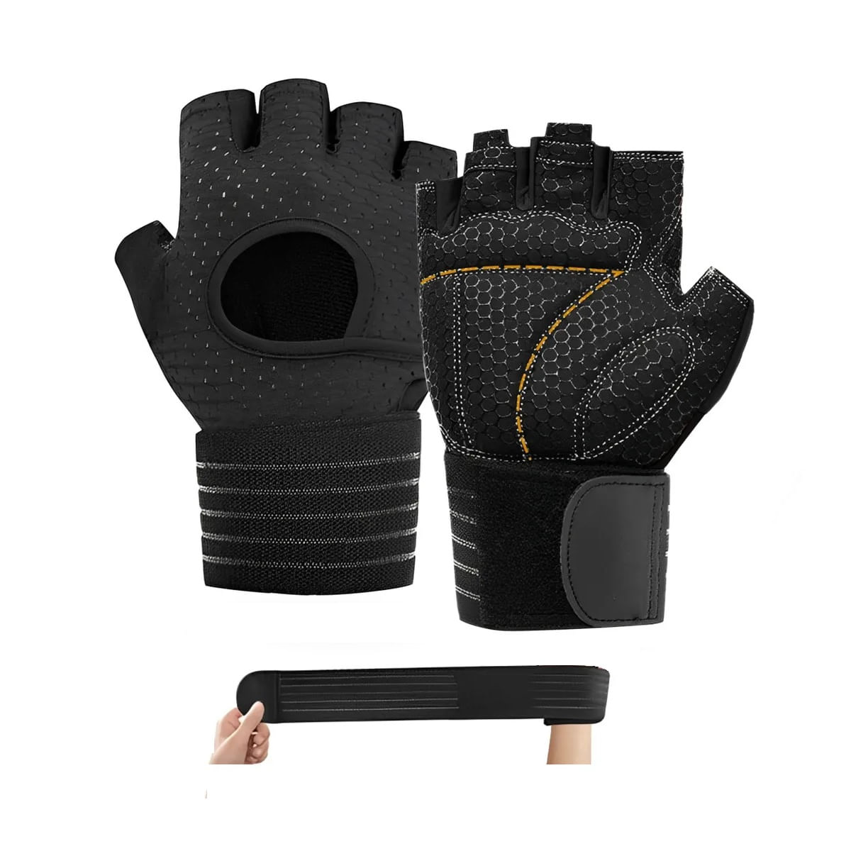 Guantes Deportivos Talla L Transpirable Con Muñequera De Poder Gym Palmas Acolchadas
