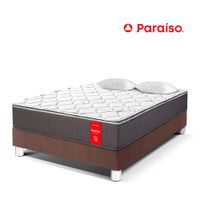 Cama Paraíso Super Star 2 Plazas Chocolate + 2 almohadas + protector