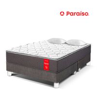 Cama Paraíso Super Star Queen Acero + 2 almohadas + protector
