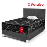 Dormitorio Super Star Negro 1.5 Plazas + Respaldo Charcoal