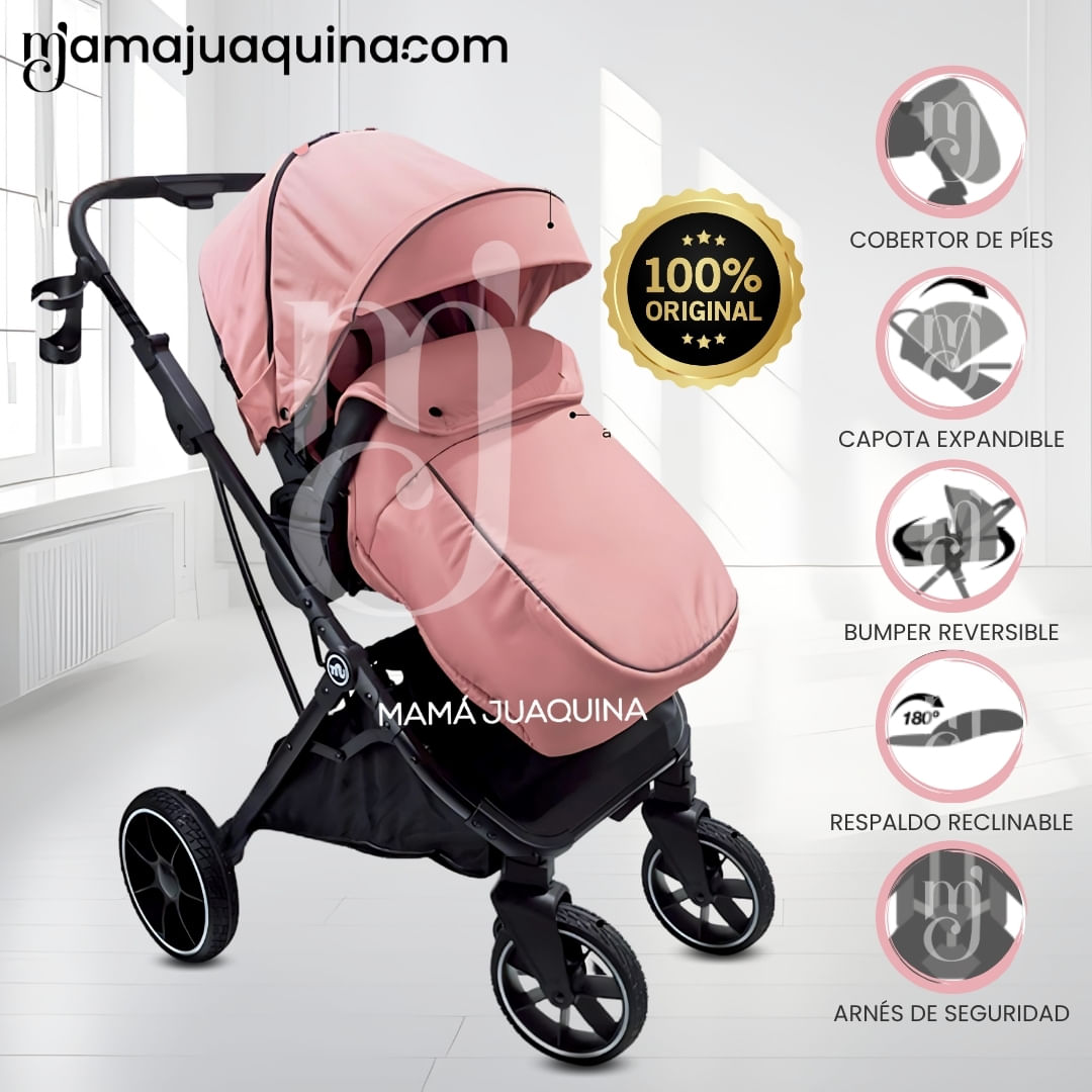 Coche Cuna Moisés de Lujo «OSLO» Rosa