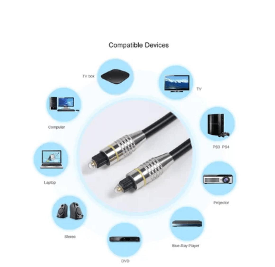Cable Audio Óptico Digital Fibra Óptica 3 Metros Od 6.0mm Macho Negro