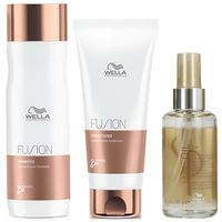 Shampoo Reparador 250ml + Acondicionador 200ml + Elixir Wella Fusion