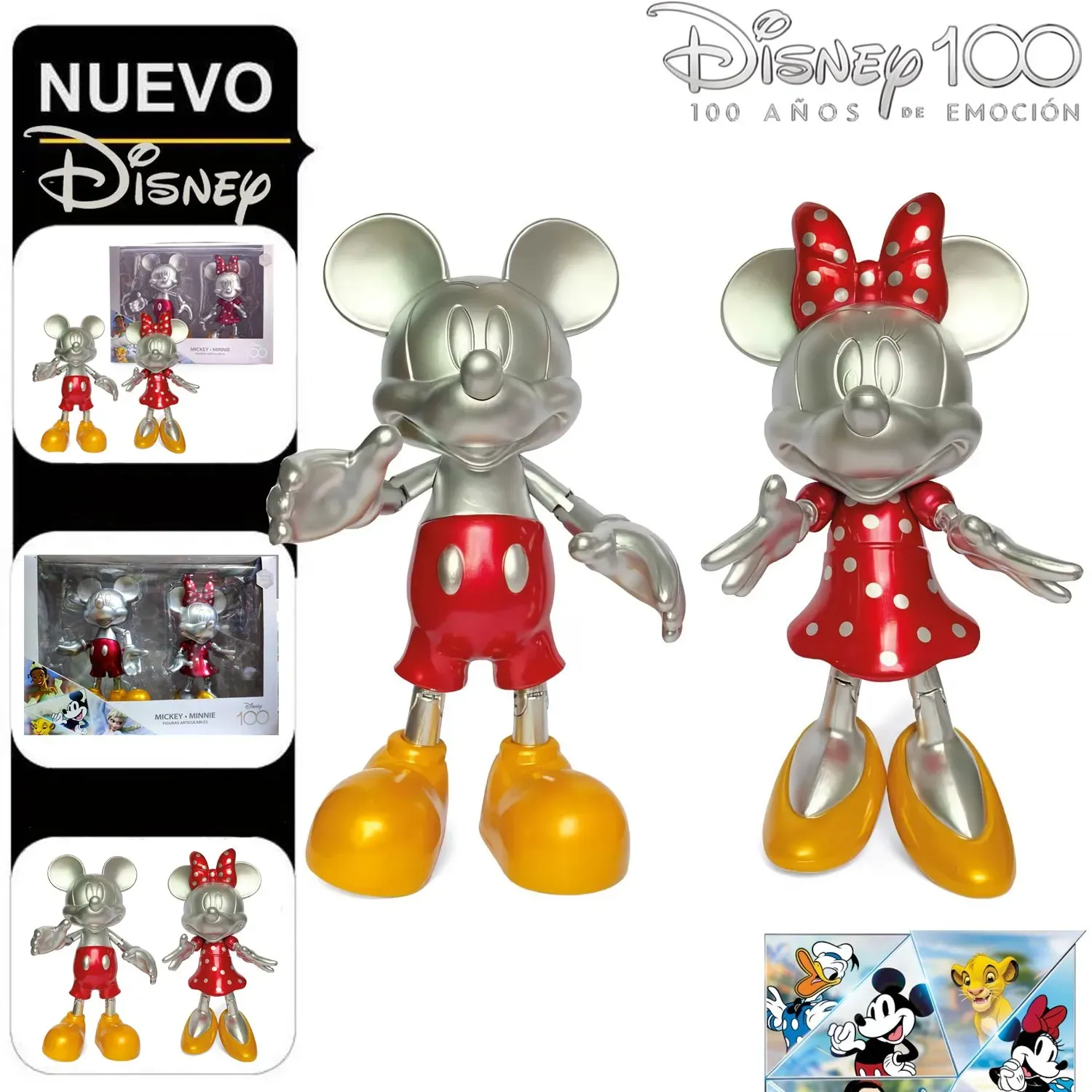 Set de Figuras Articulables Mickey y Minnie Platinado MM-1D100