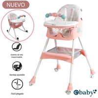 Silla de Comer Asiento Reclinable con Ruedas DALI Rosado