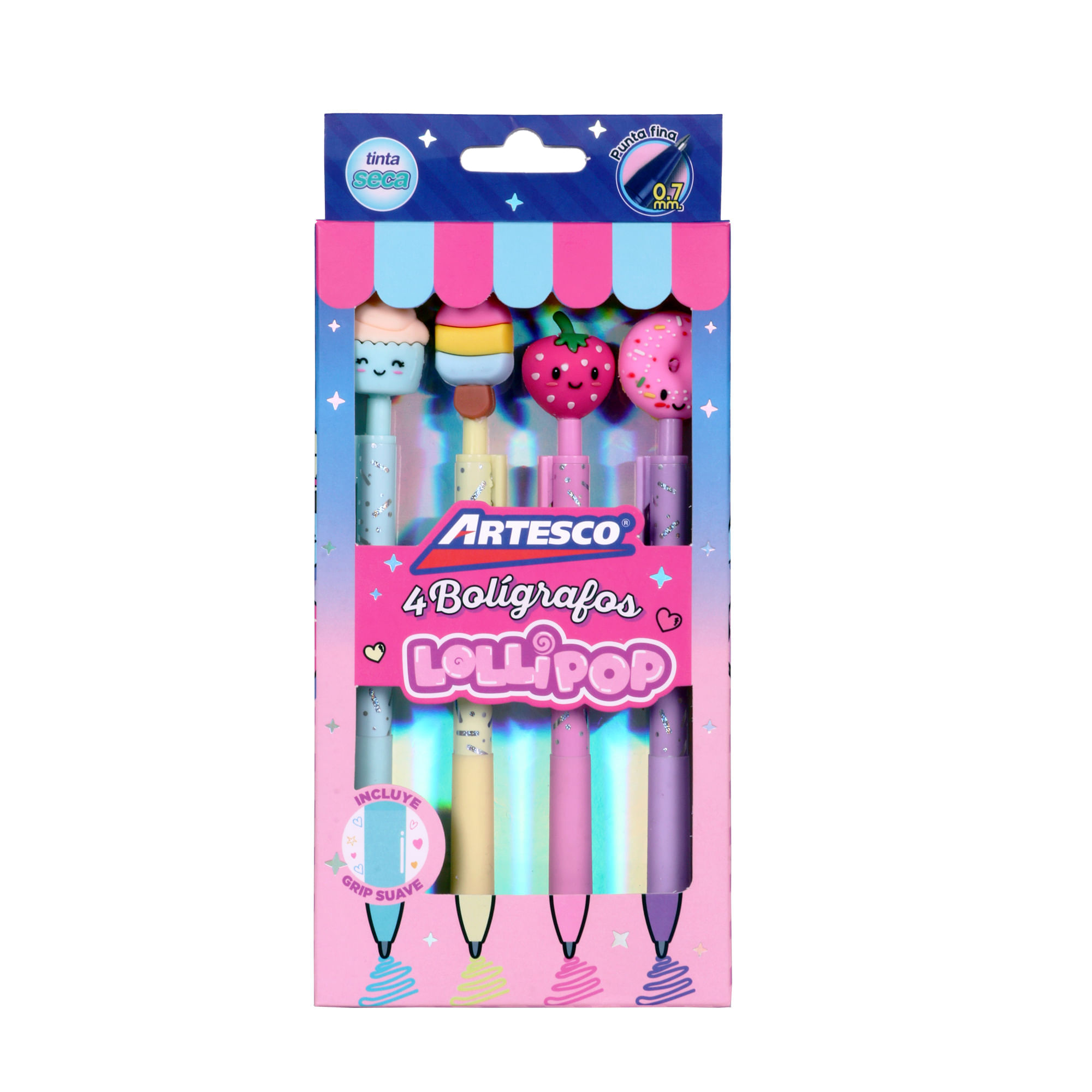 Set ARTESCO Boligrafos Lollipop Col X4