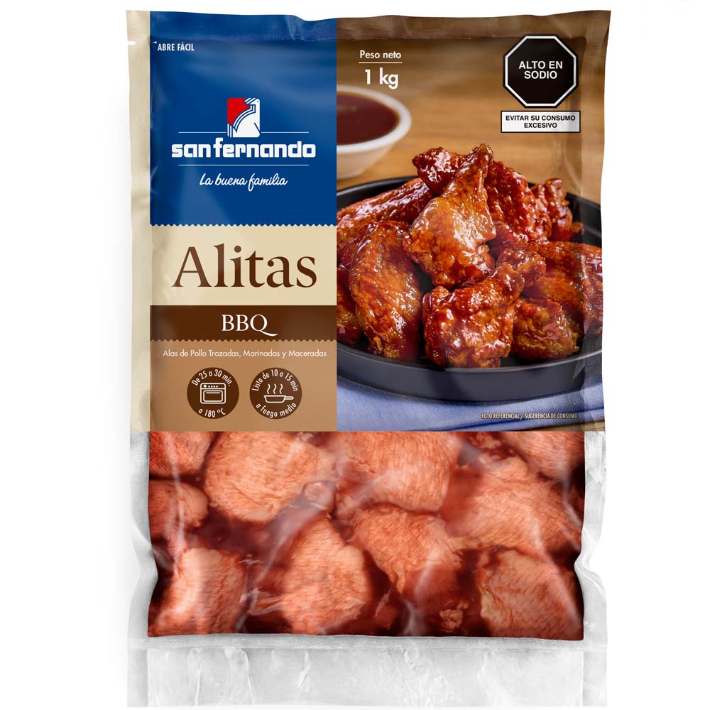 Alitas BBQ Maceradas y Marinadas SAN FERNANDO Bolsa 16un