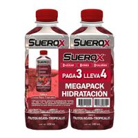 Pack de Bebida Rehidratante SUEROX Frutos Rojos Tropicales Botella 630ml Paquete 4un