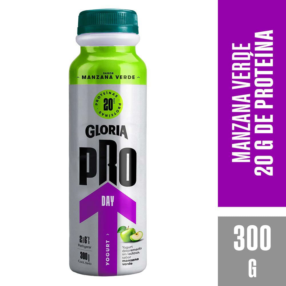 Yogurt GLORIA Pro Day Sabor Manzana Verde Botella 300g