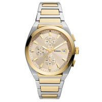 Reloj Fossil Everett Chrono FS5796 Para Hombre Cronometro Acero Inoxidable Plateado Dorado