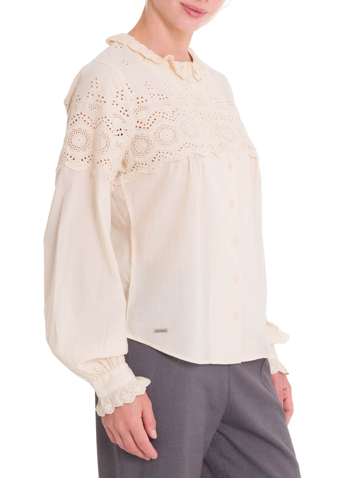 BLUSA MANGA LARGA PARA MUJER ALGODÓN ORGÁNICO LHOTSE BEIGE/CRUDO ROCKFORD