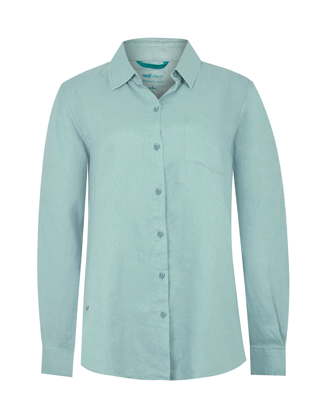 BLUSA MANGA LARGA PARA MUJER LINO ORGÁNICO LIRIO CELESTE ROCKFORD