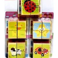 Rompecabezas Cubos 6 Figuras Madera Juegos Didacticos