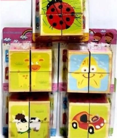 Rompecabezas Cubos 6 Figuras Madera Juegos Didacticos