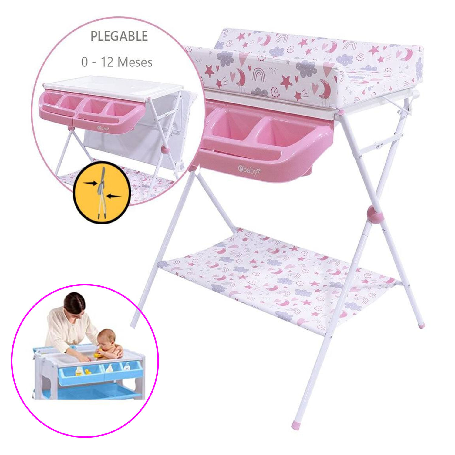 Bañera Ebaby Cambiador MAXI 830-1 Rosado