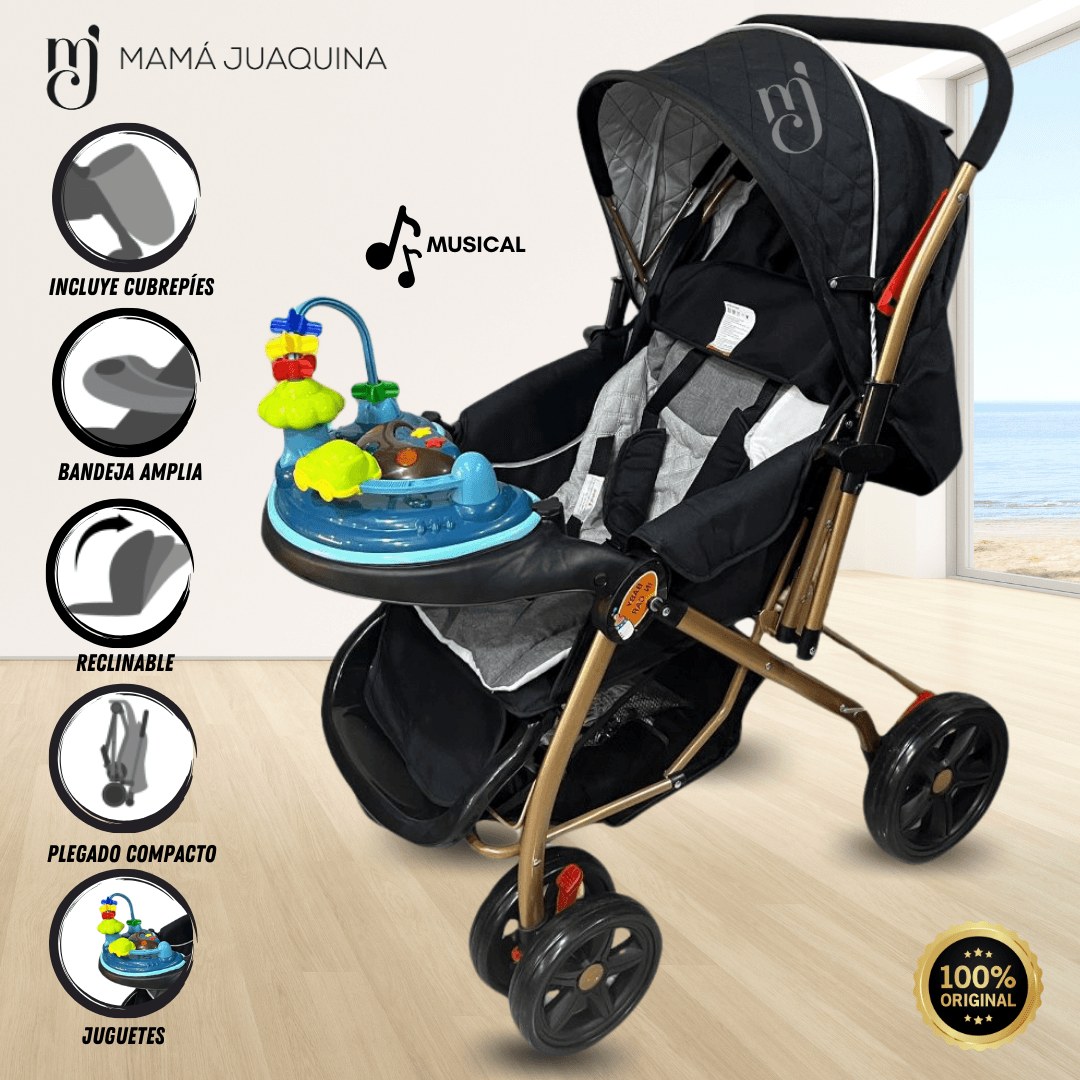 Coche Cuna «SHABERT GOLD» Azul Oscuro - copy