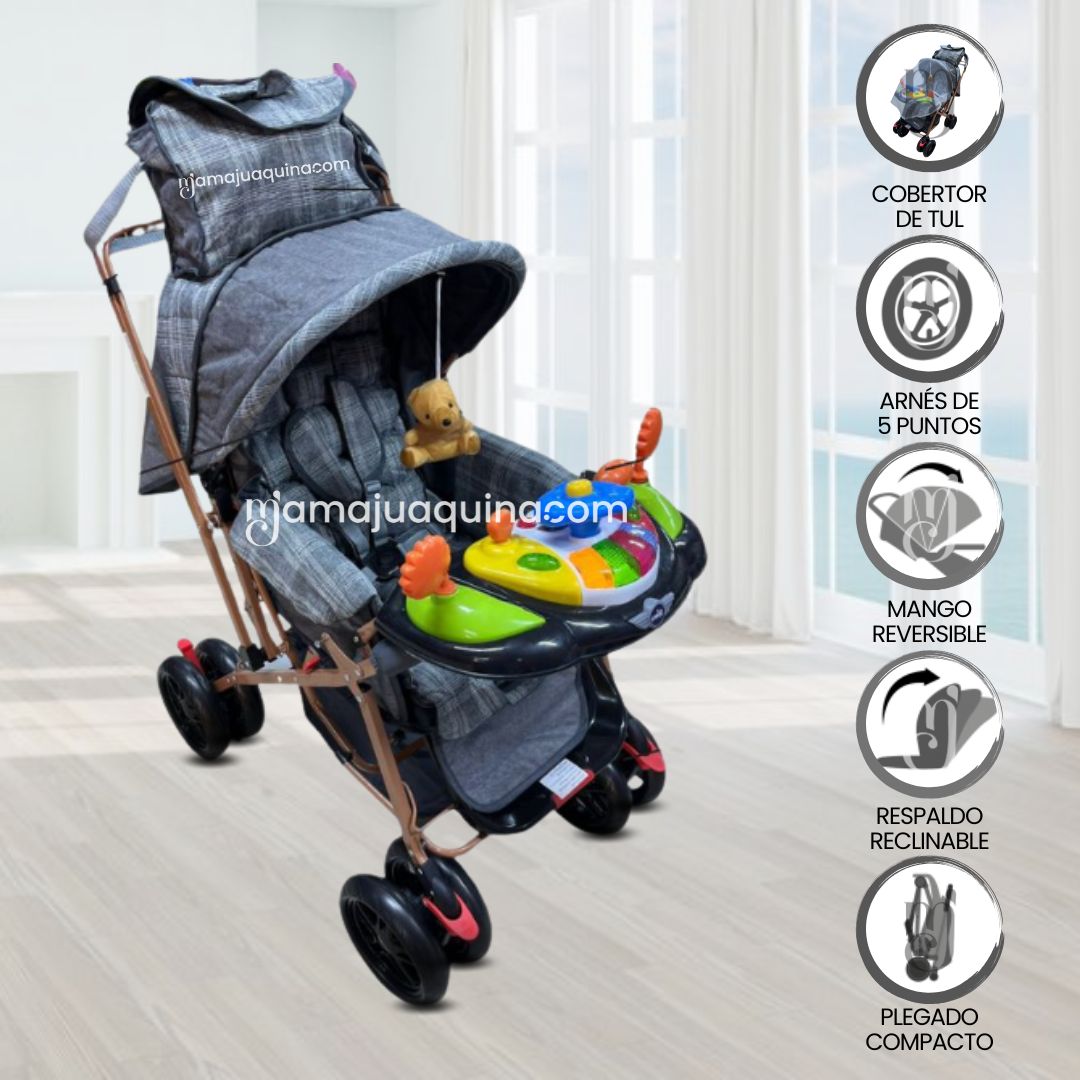 Coche Cuna «SHABERT GOLD» Azul Oscuro - copy