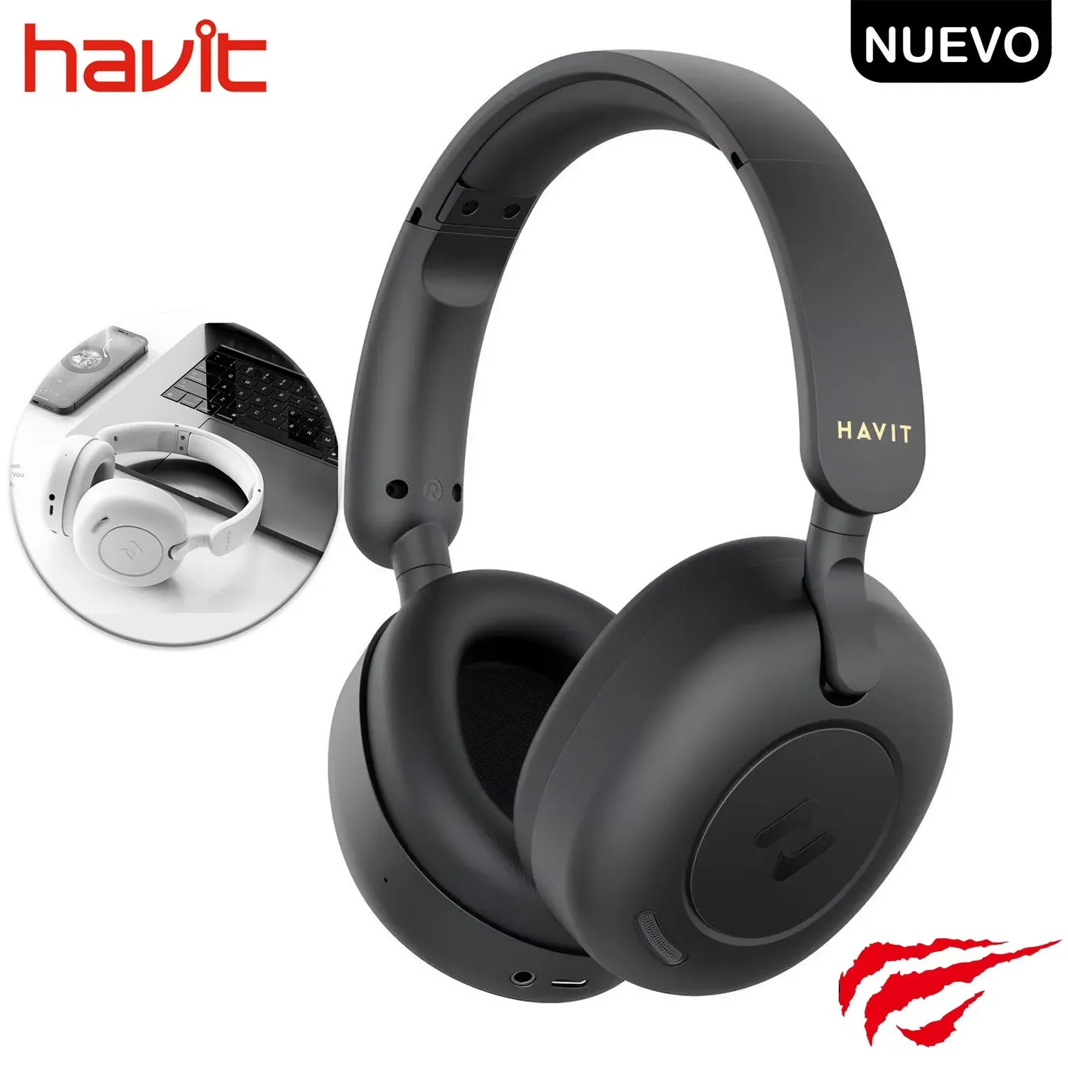 Audífono Inalámbrico Bluetooth Havit H655BT 76H negro