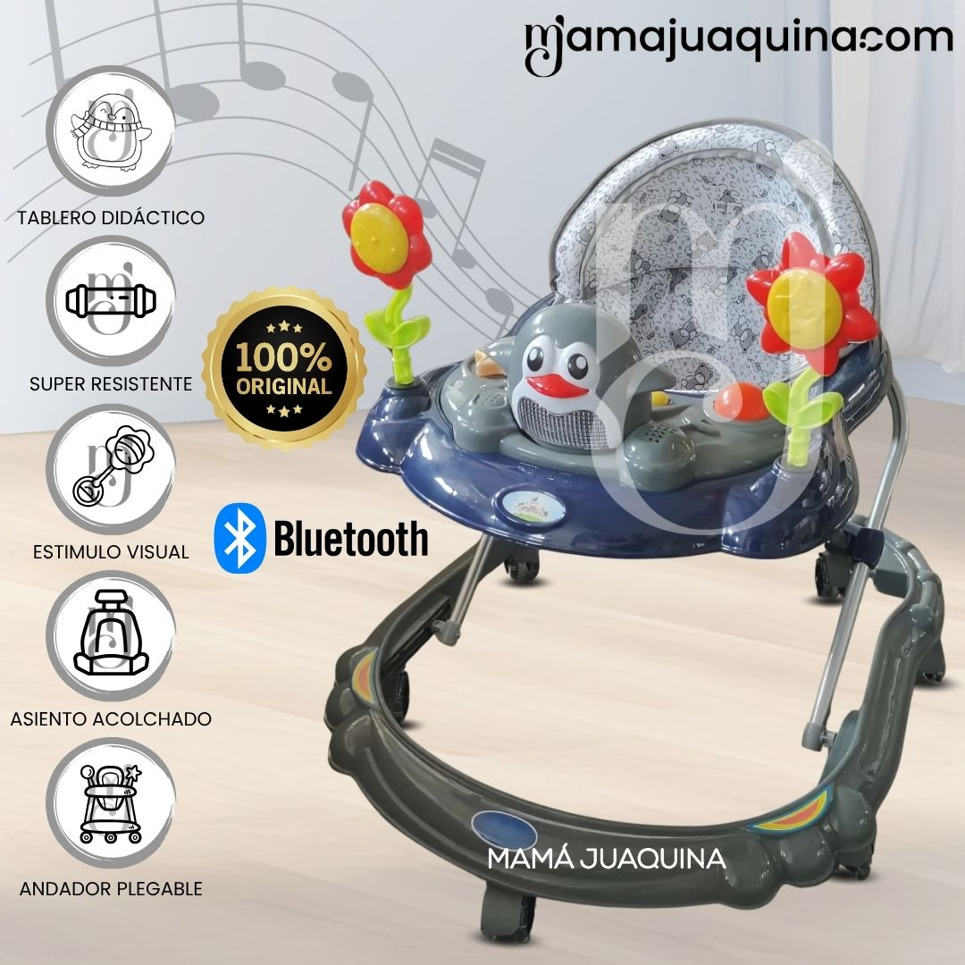 Andador Musical «HAPPY PENGUIN II» con Bluetooth Gris