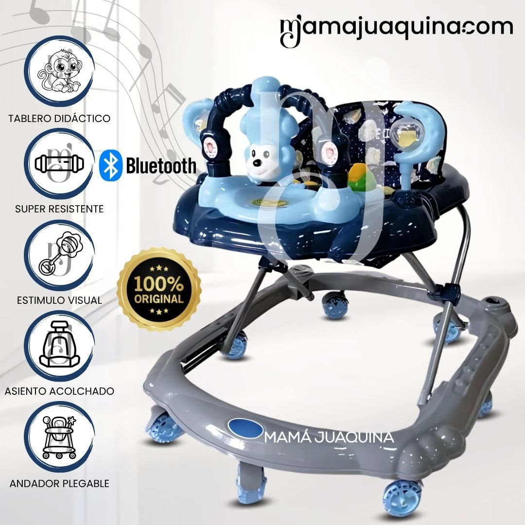 Andador Musical «CUTE MONKEY» con Bluetooth Celeste