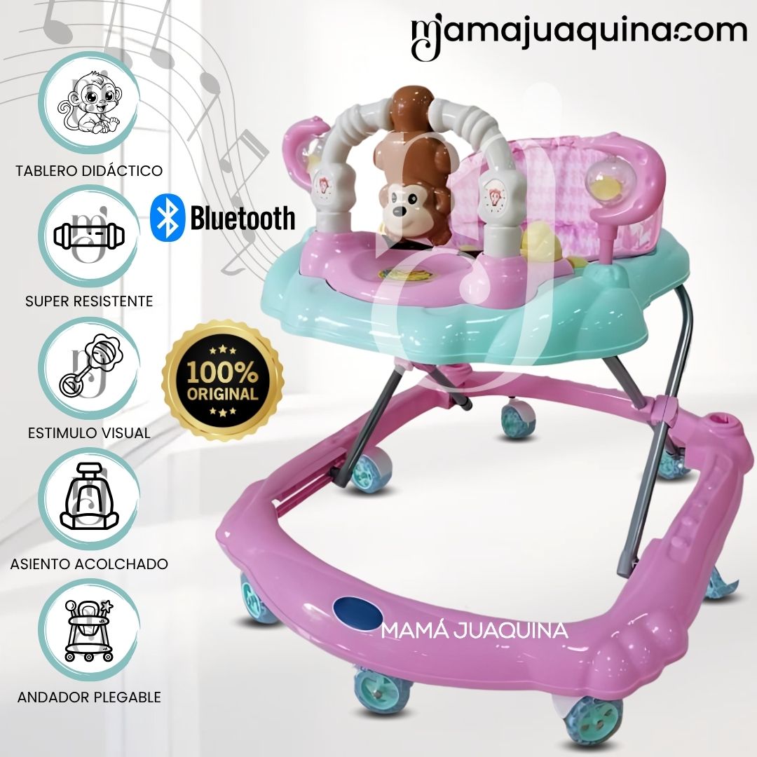 Andador Musical «CUTE MONKEY» con Bluetooth Menta