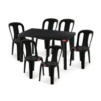 Set Super Mesa Gran Inca Rectangular Negra Polinplast