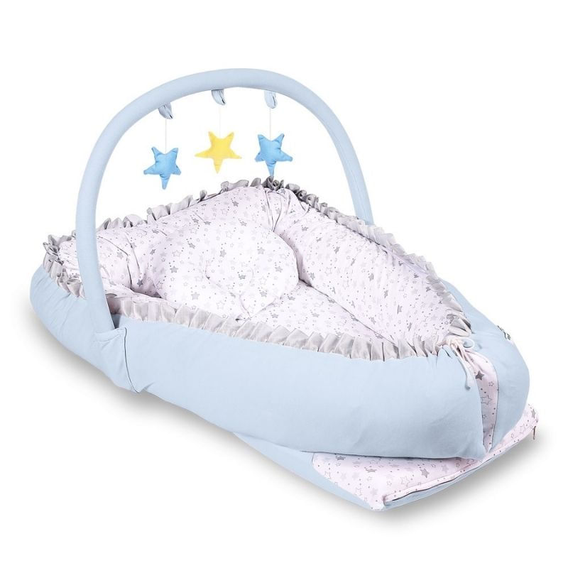 Cuna Colecho Grande 2 en 1 Celeste Estrellas Maternelle