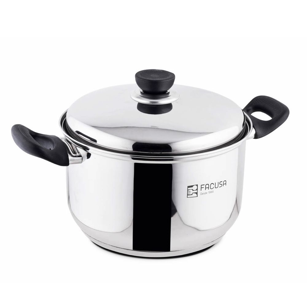 Olla Acero 24cm Clasica con Tapa de Acero Inoxidable-10116264 (JYA)