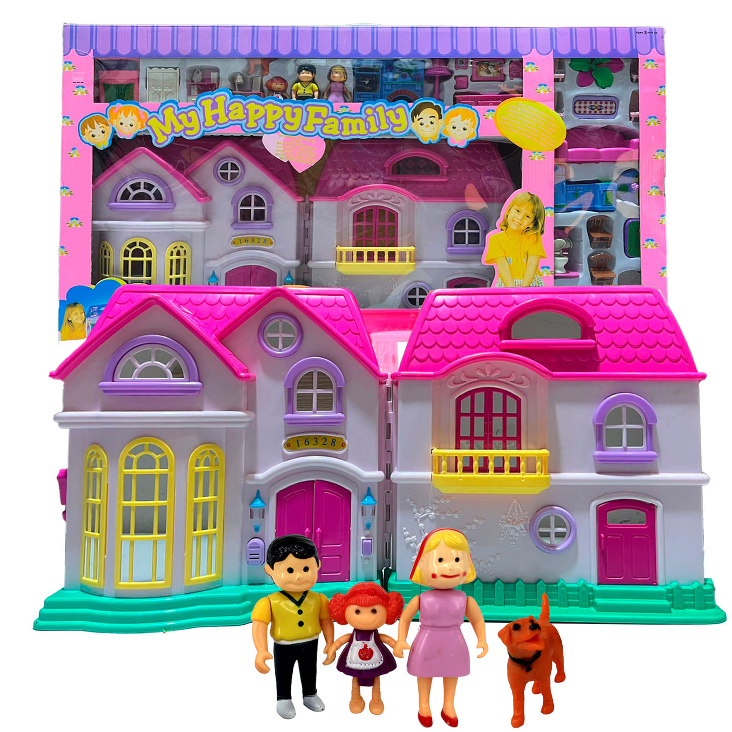 Juguete Casa de Muñeca Amoblada Mi Familia Feliz Con Luz 16328