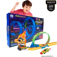 Juguete Set de Pista de Carrera Nitro2Go 360° 69 pcs Azul 679-113B