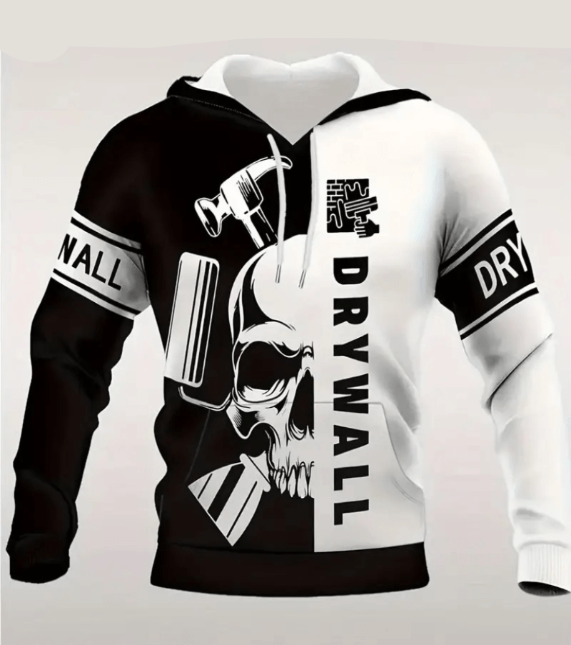 Sudadera con Capucha Negro y Blanco de Invierno Hombre Talla M (Mediano) Textil Importado - copy