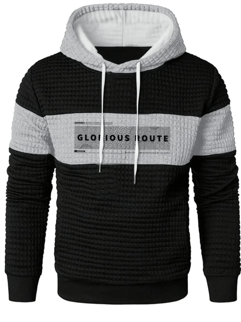 Sudadera con Capucha Negro y Gris de Invierno Hombre Chompa Talla M (Mediano) Textil Importado