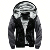 Sudadera con Capucha Negro y Gris de Invierno Hombre Chompa Talla M (Mediano) Textil Importado - cop